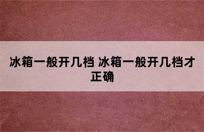 冰箱一般开几档 冰箱一般开几档才正确